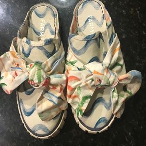 Farm Rio Blue and White Mule Sneakers Sz 42 Runs like 10 to 11